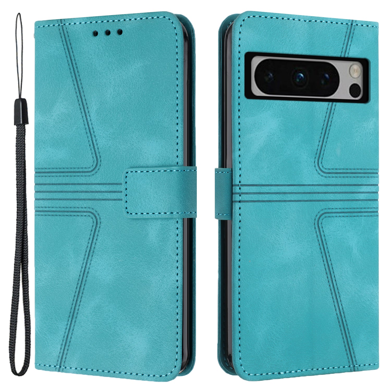 For Google Pixel 8 Pro Leather Case Triangle Imprinted Solid Color Phone Cover For Google Pixel 8 Pro Leather Case Triangle Imprinted Solid Color Phone Cover